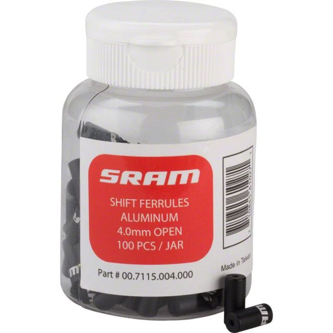 Кінцевик боудена SRAM Shift Ferrules 4.0mm Aluminum Open Black 100-count Jar