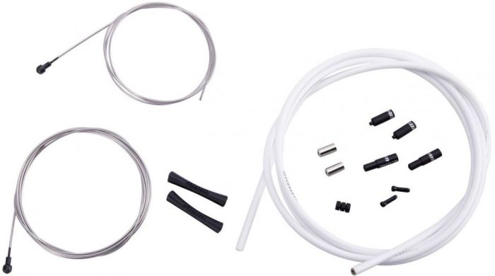 SRAM SlickWire Pro Road Brake Cable Kit 5mm White (1x 850mm, 1x 1750mm 1.5mm pol SS cables, 5mm Kevlar® reinforced linear strand housing, ferrules, end caps, frame protectors)