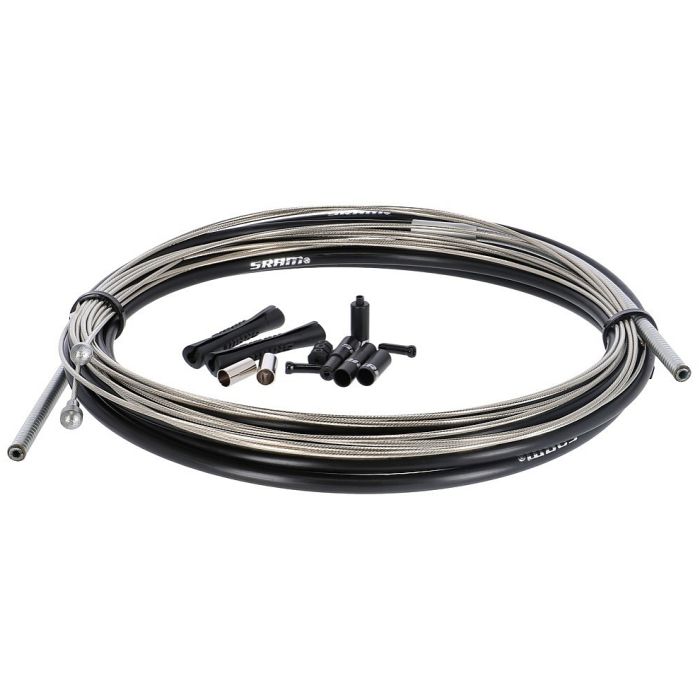 SRAM SlickWire XL Road Brake Cable Kit Black 5mm (1x 1350mm, 1x 2750mm 1.5mm coated cables, 5mm Kevlar® reinforced compression-free housing, ferrules, end caps, frame protectors)