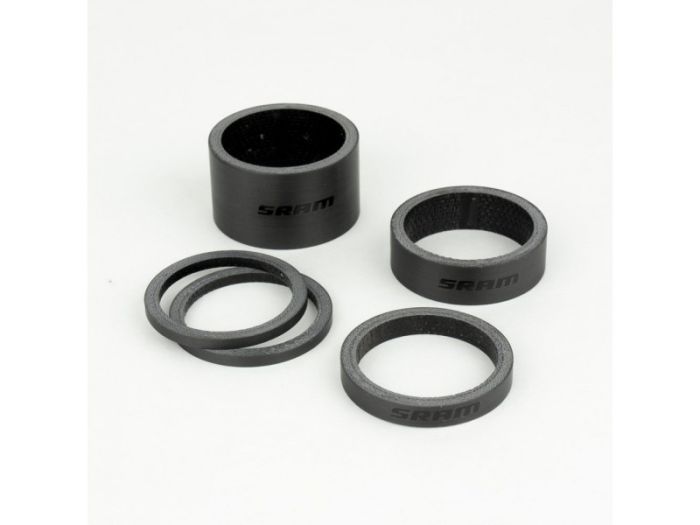 Проставки рульової колонки RockShox UD Carbon, Gloss Black Logo (2.5mm x 2, 5mm x 1, 10mm x 1, 20mm x 1)